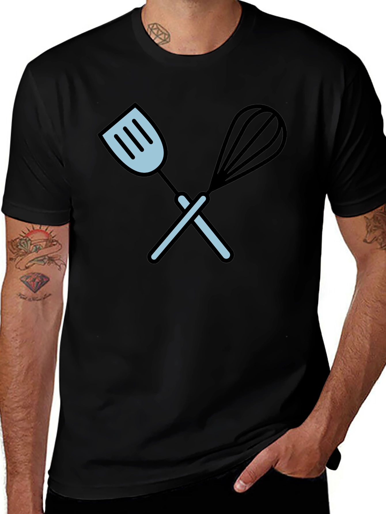 Chefs Choice Black T-Shirt - Kitchen Utensil Design