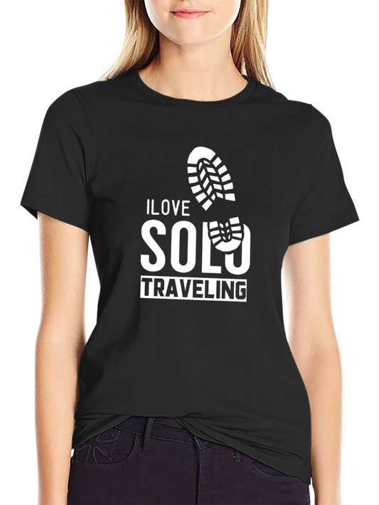 I Love Solo Traveling Black Graphic T-Shirt