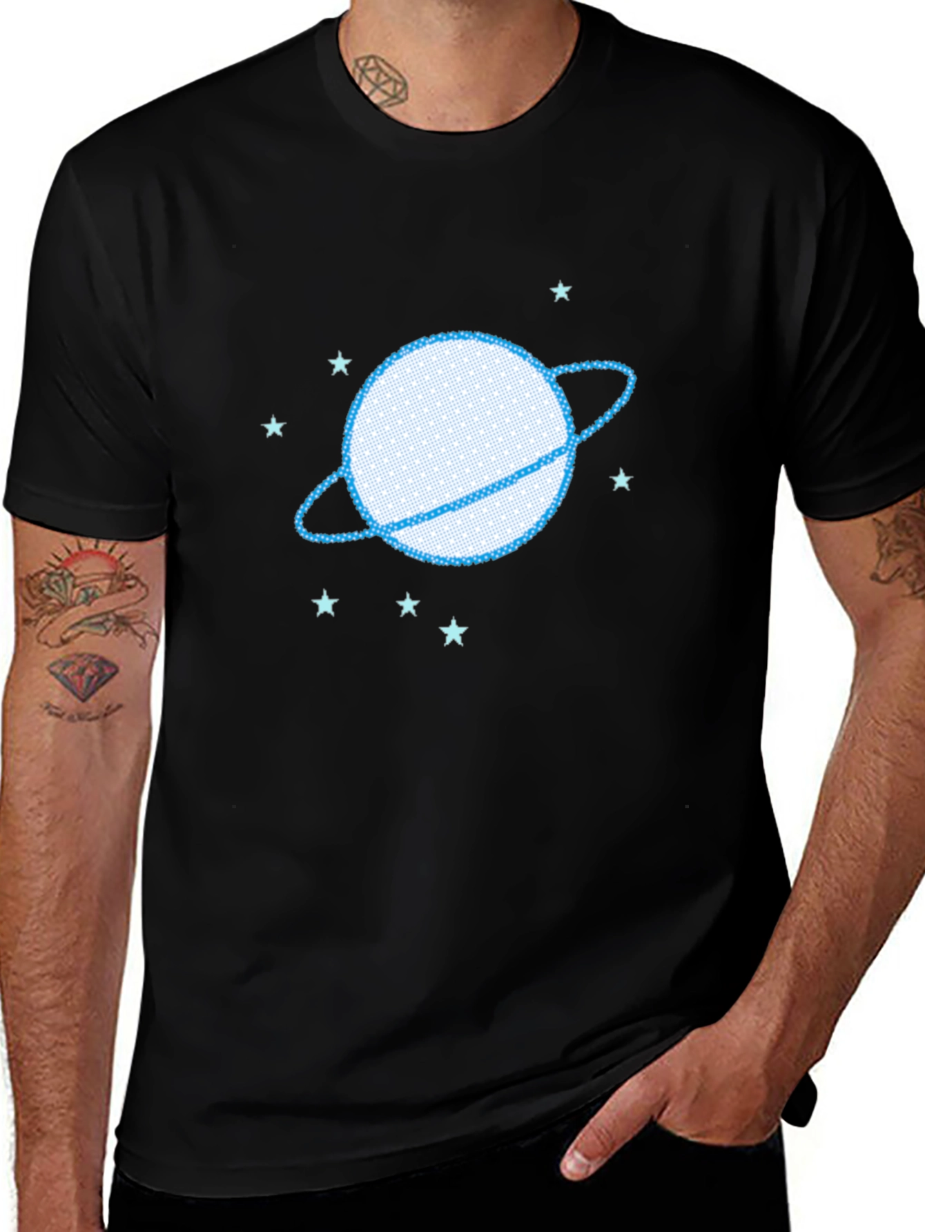 Planet Saturn Graphic Tee - Trendy Space Design