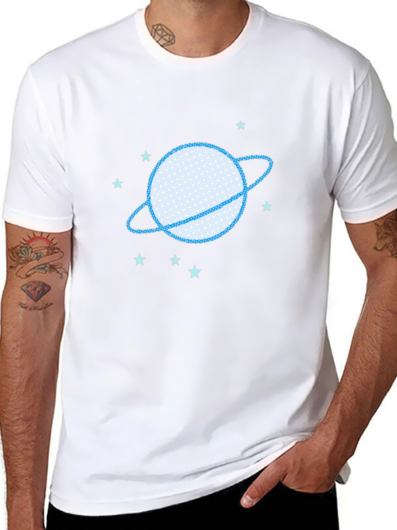 Planet Saturn Graphic Tee - Trendy Space Design
