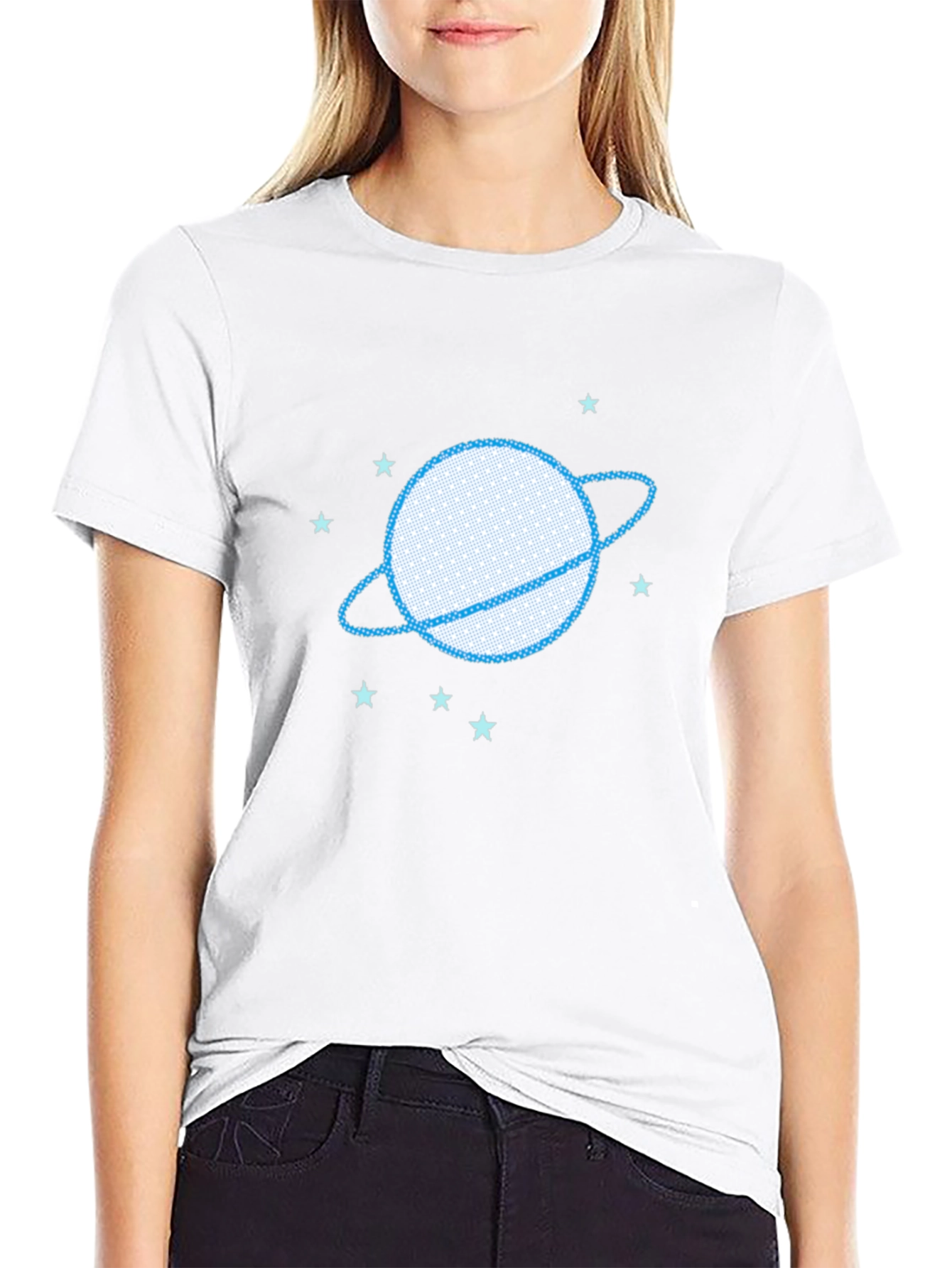 Planet Saturn Graphic Tee - Trendy Space Design