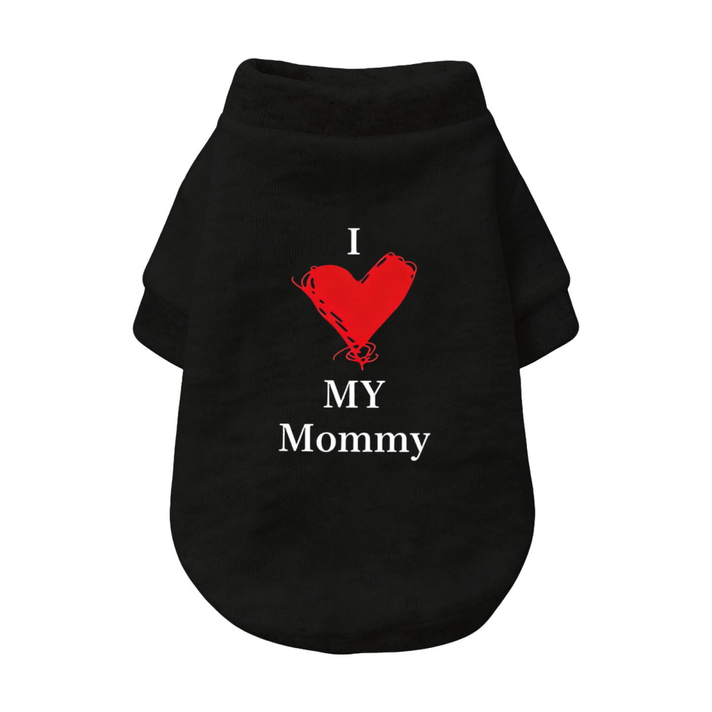 Hand Drawn Red Heart I Love My Mommy Pet Cardigan Sweater, Warm Pet Mom Outfit