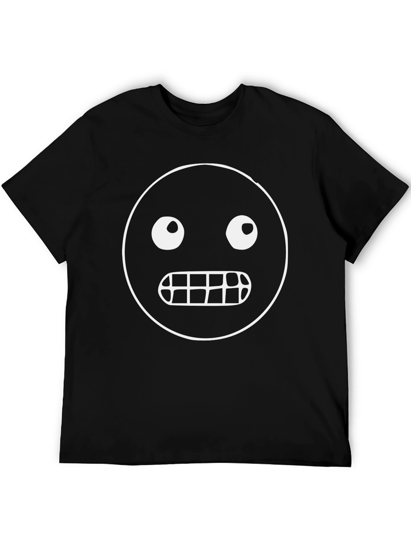 Funny Gritted Teeth Emoji T-Shirt - Black