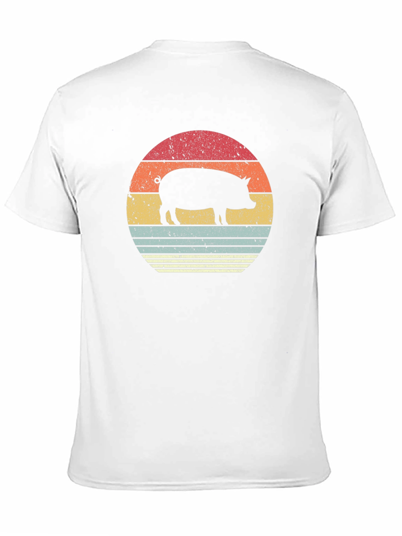 Retro Pig Sunset Graphic T-Shirt - Black