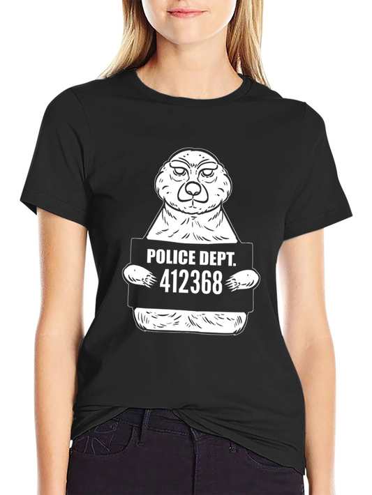 Funny Meerkat Police Dept. Mugshot Black T-Shirt