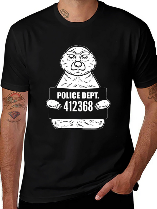 Funny Meerkat Police Dept. Mugshot Black T-Shirt