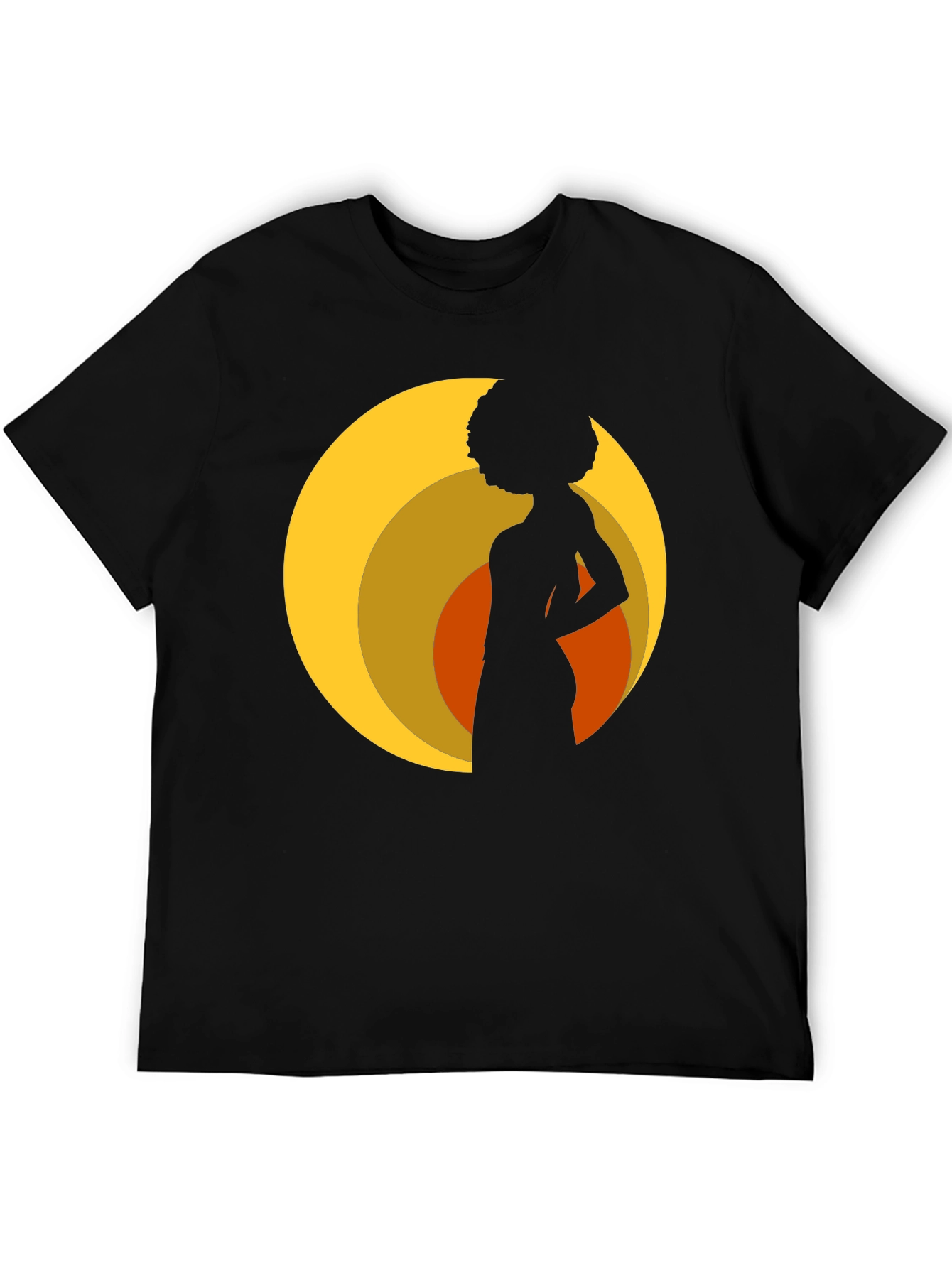 Retro Silhouette Afro T-Shirt - Black