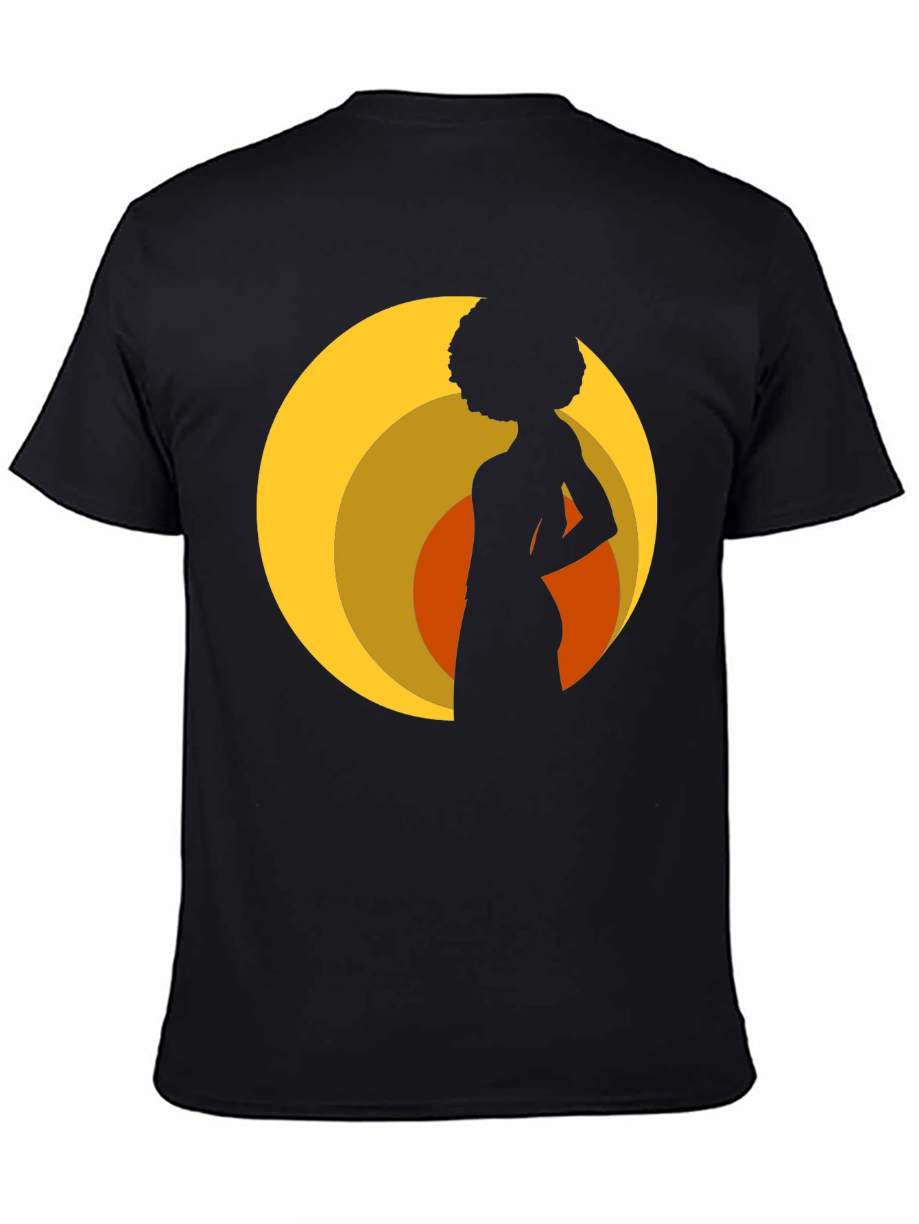 Retro Silhouette Afro T-Shirt - Black