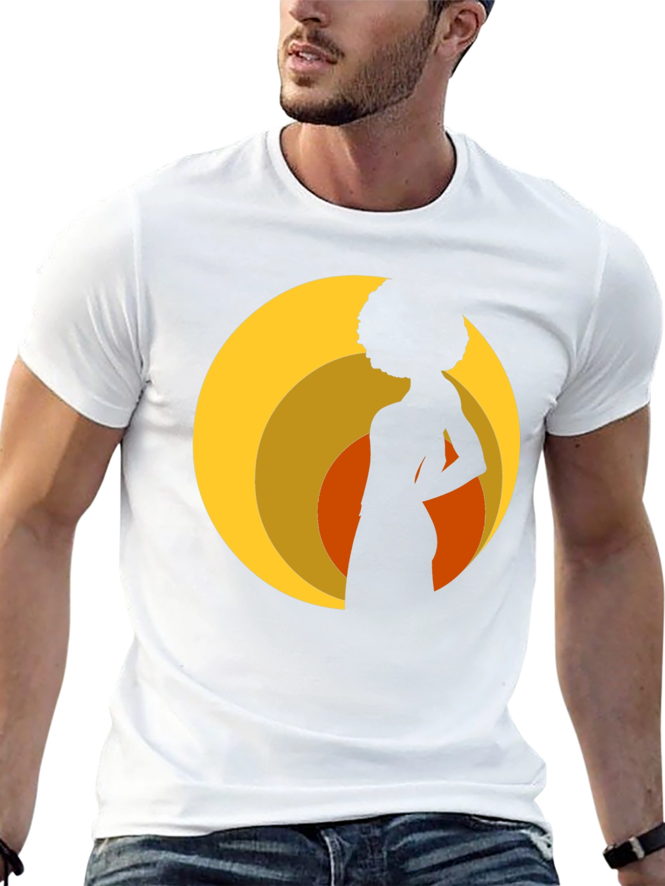 Retro Silhouette Afro T-Shirt - Black