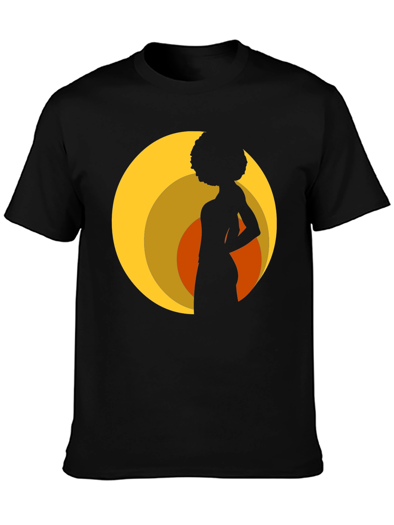 Retro Silhouette Afro T-Shirt - Black