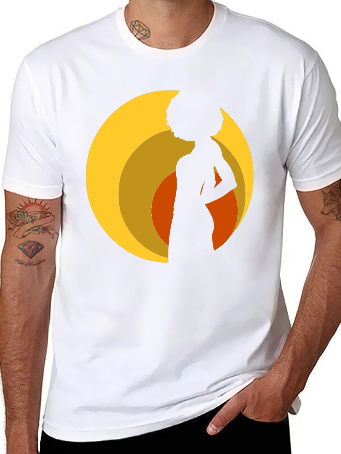 Retro Silhouette Afro T-Shirt - Black