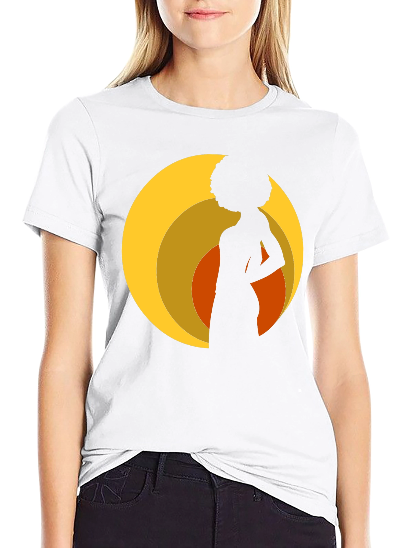 Retro Silhouette Afro T-Shirt - Black