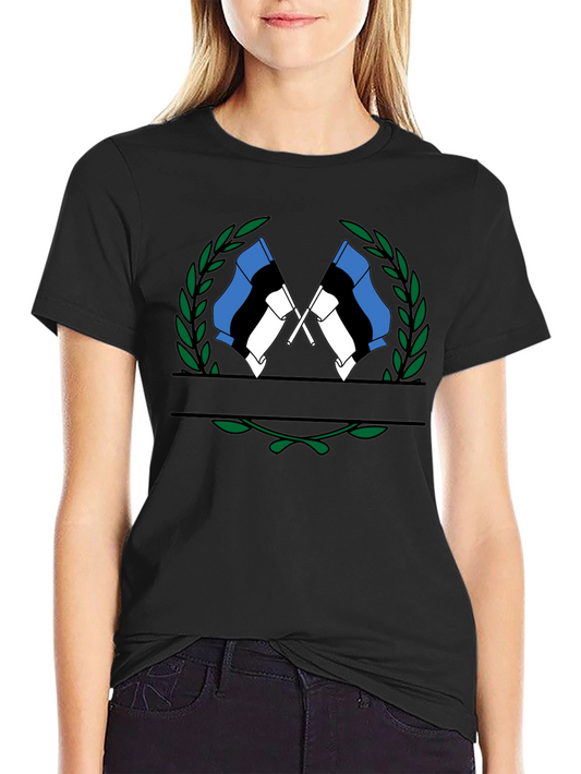 Estonian Flag Wreath Graphic Tee - Black