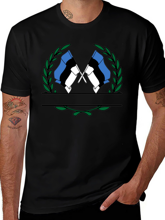 Estonian Flag Wreath Graphic Tee - Black