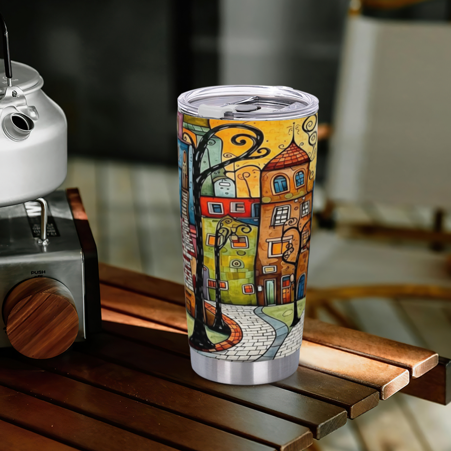 Pastoral Laundry Garden With Puppy & Butterflies 20oz Insulated Tumbler