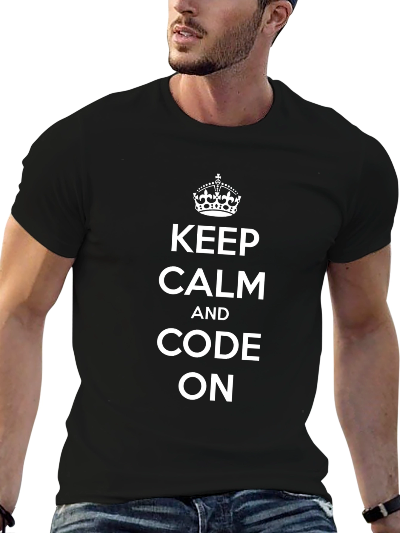 Keep Calm and Code On Black T-Shirt