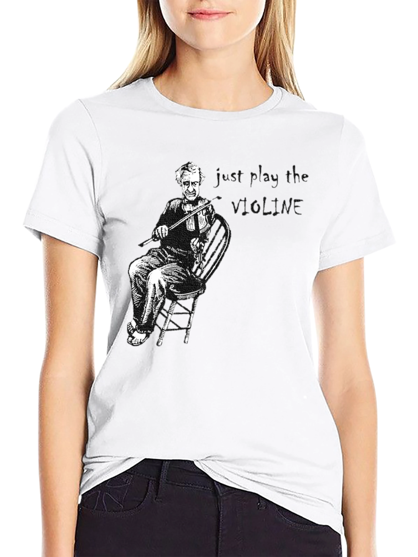 Violin Player Graphic T-Shirt - Black
