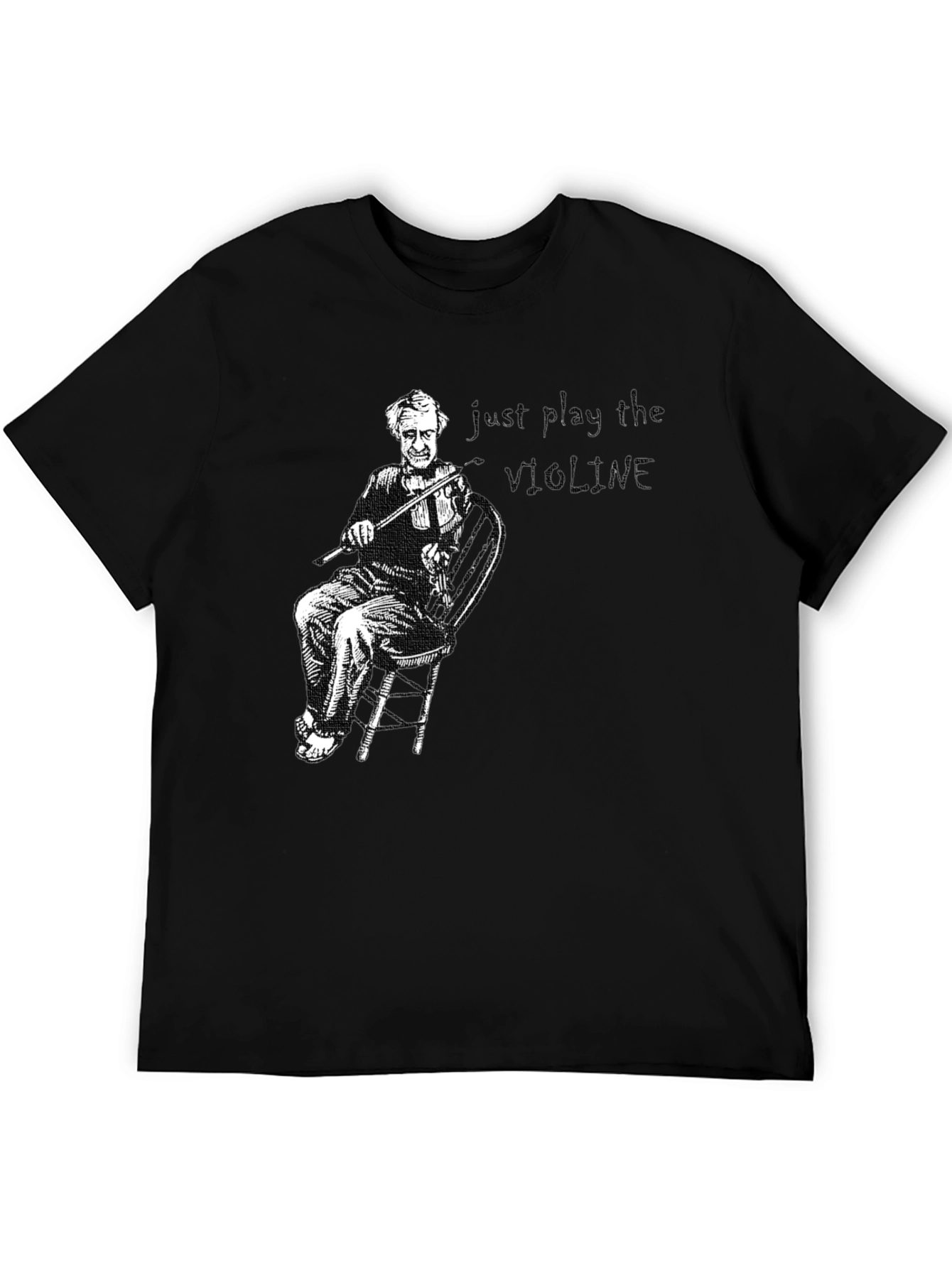 Violin Player Graphic T-Shirt - Black