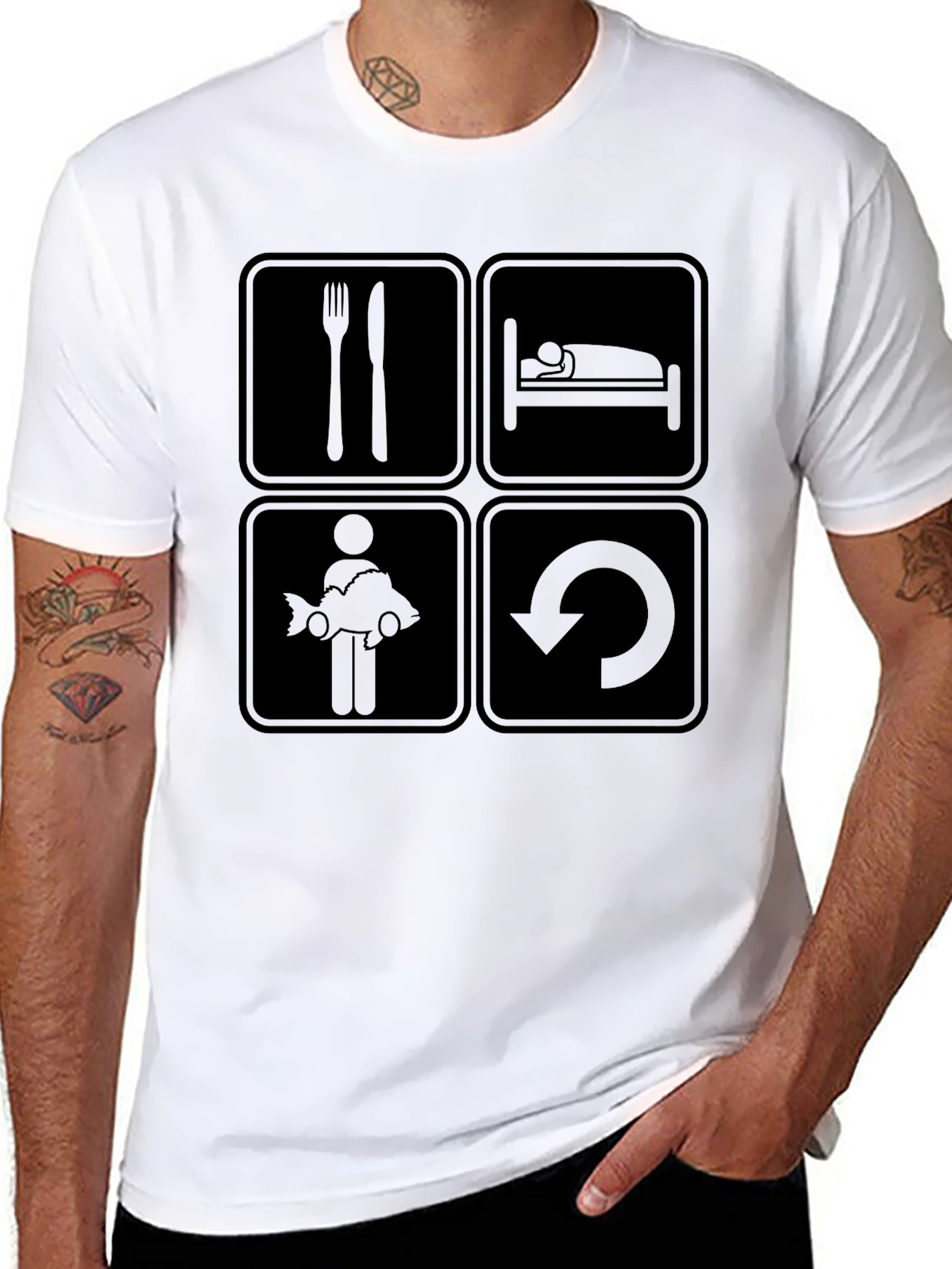 Eat Sleep Fish Repeat Graphic Tee