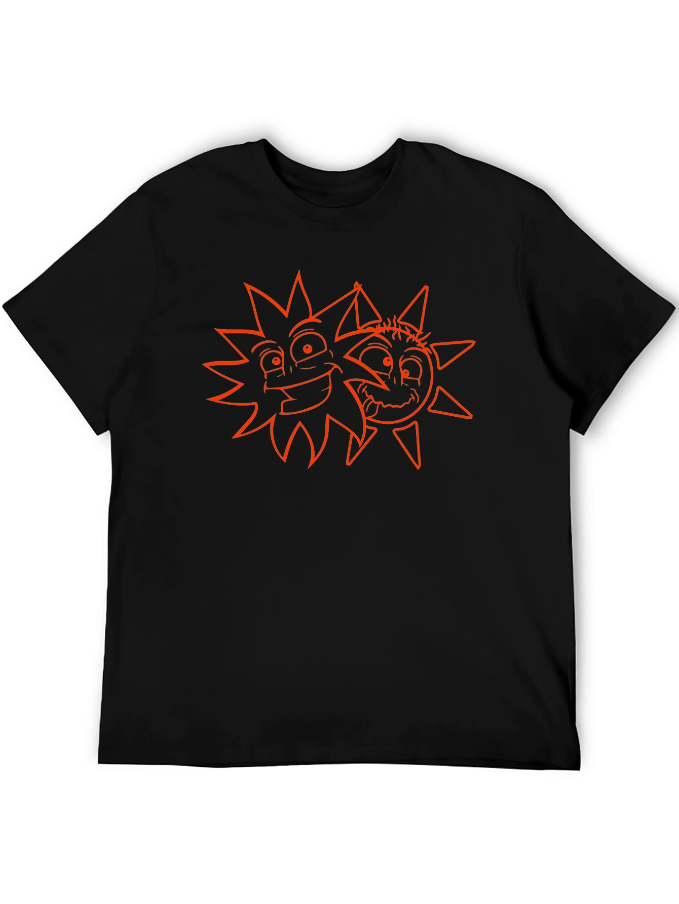 Cartoon Sun Graphic Tee - Black
