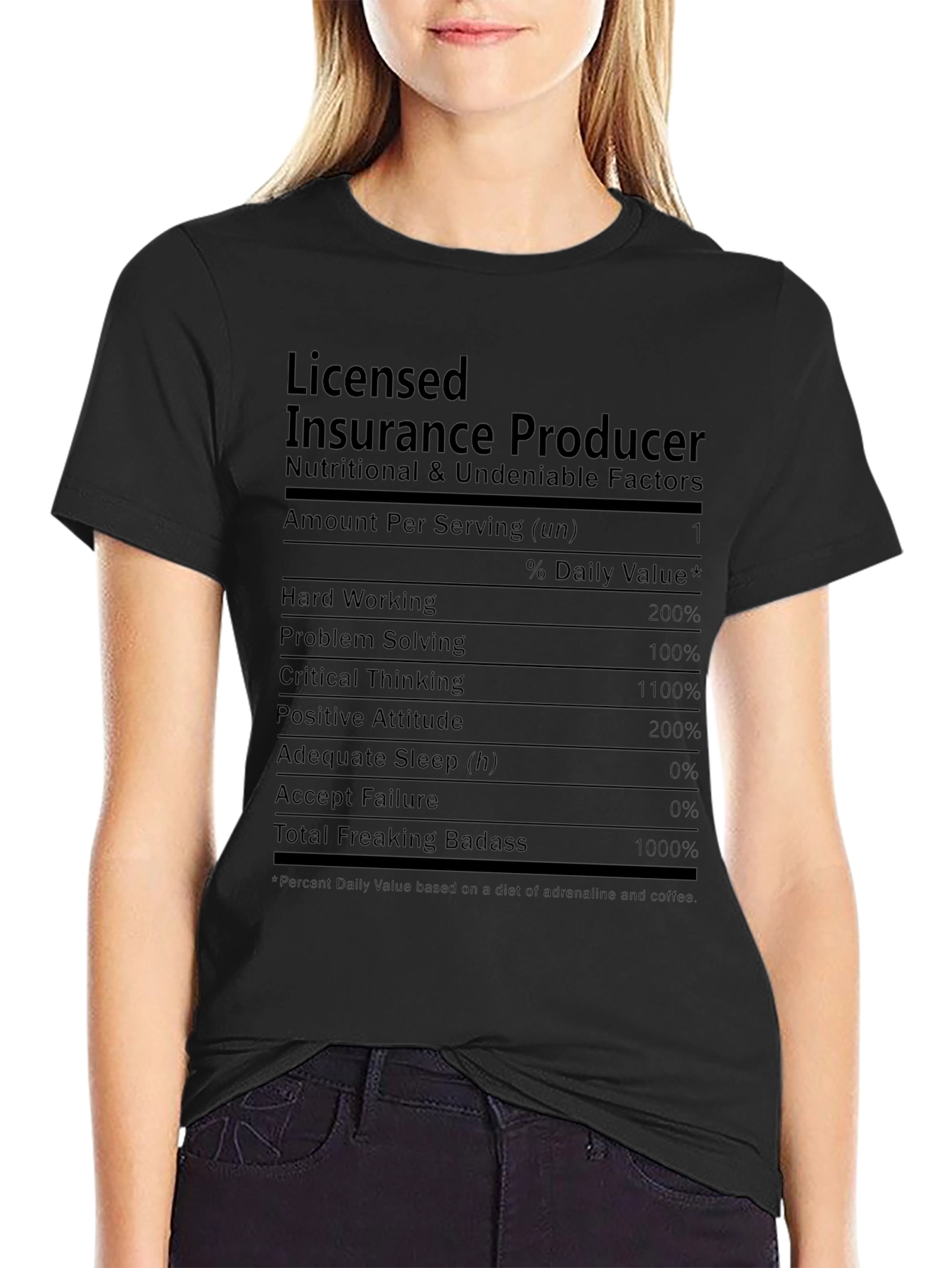 Licensed Insurance Producer T-Shirt - Nutritional Facts