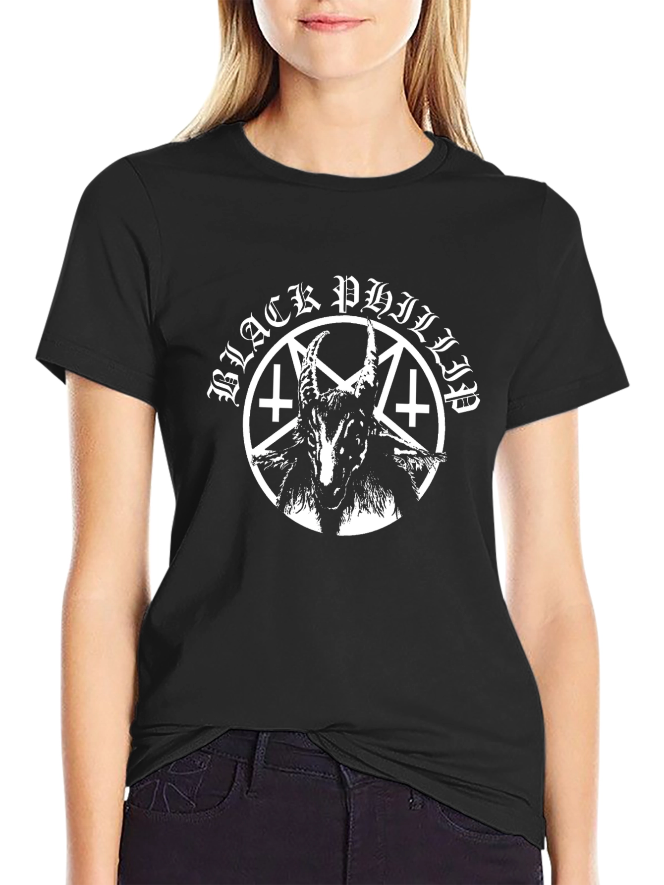 Black Phillip T-Shirt Goat Baphomet Satanic Design
