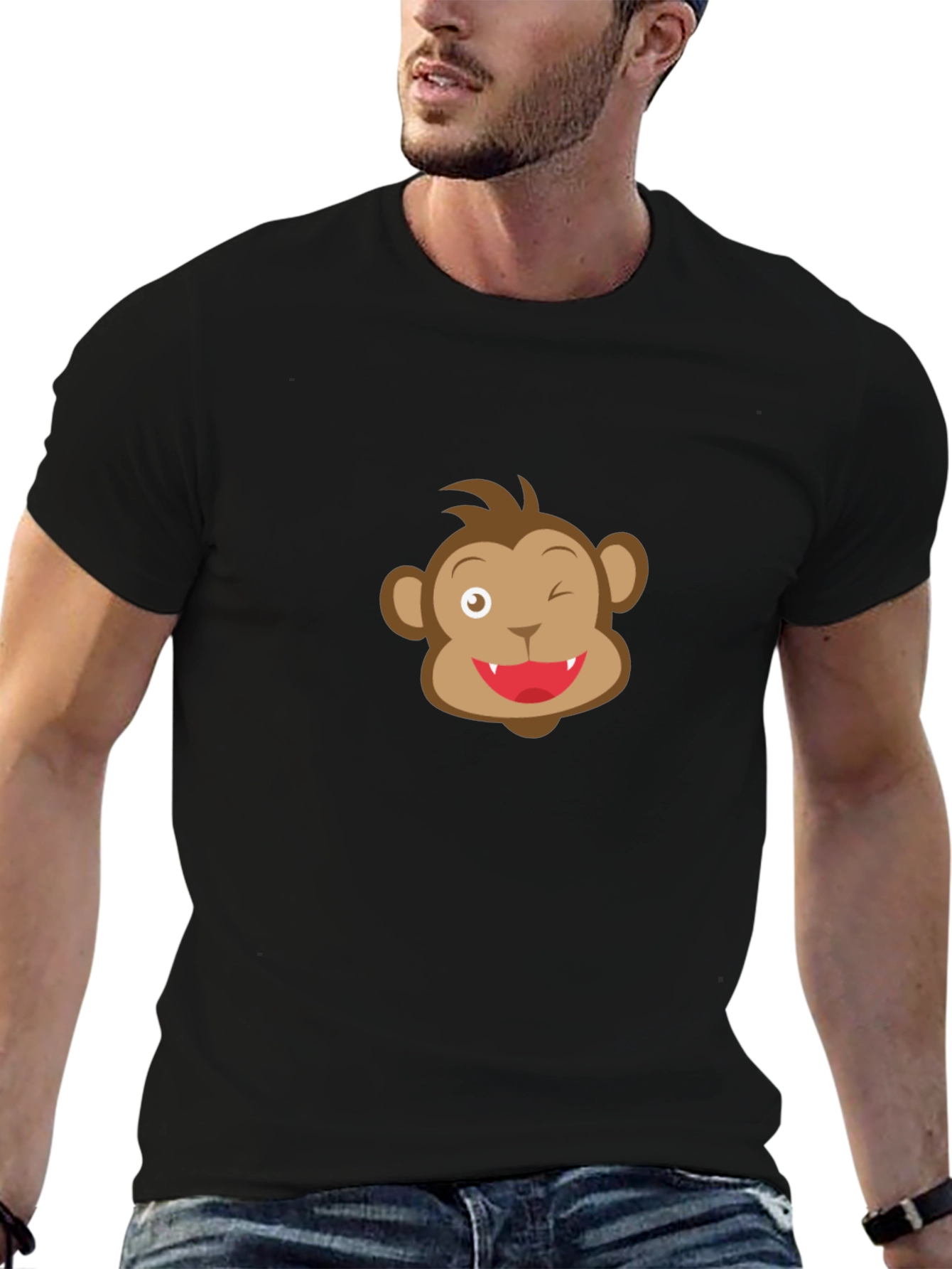 Funny Monkey Face Black T-Shirt