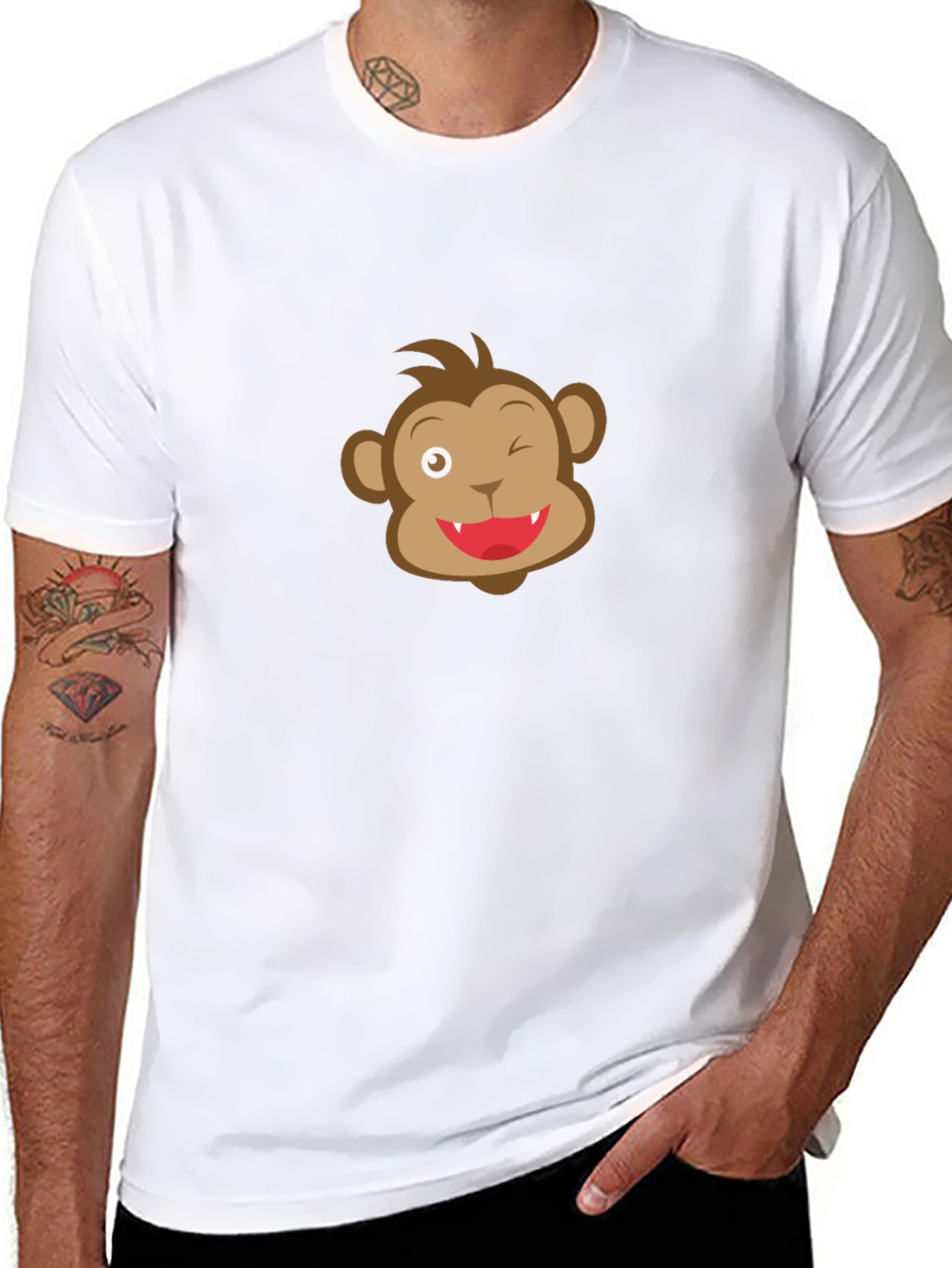 Funny Monkey Face Black T-Shirt