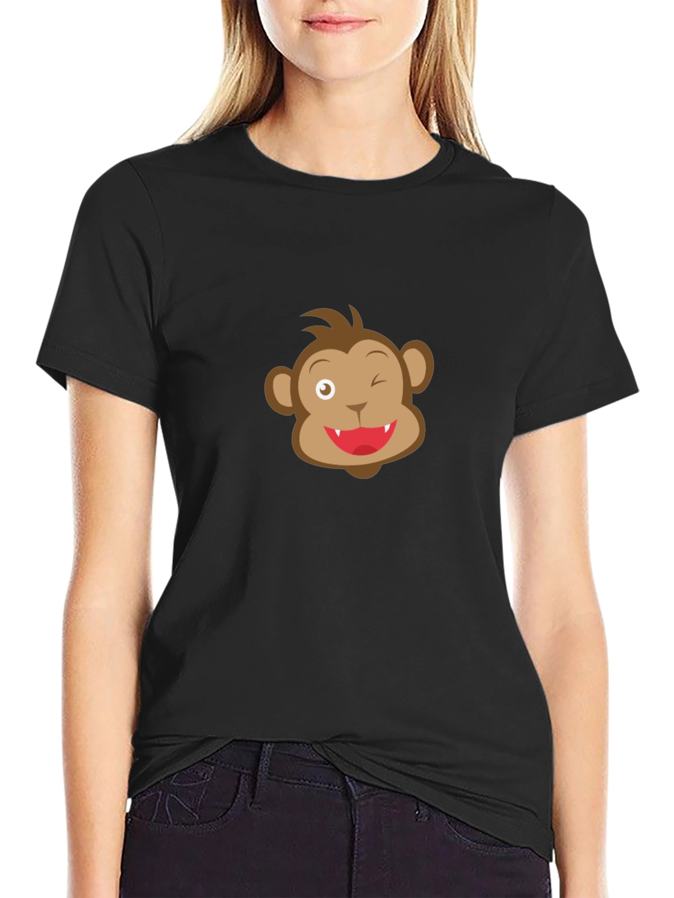 Funny Monkey Face Black T-Shirt