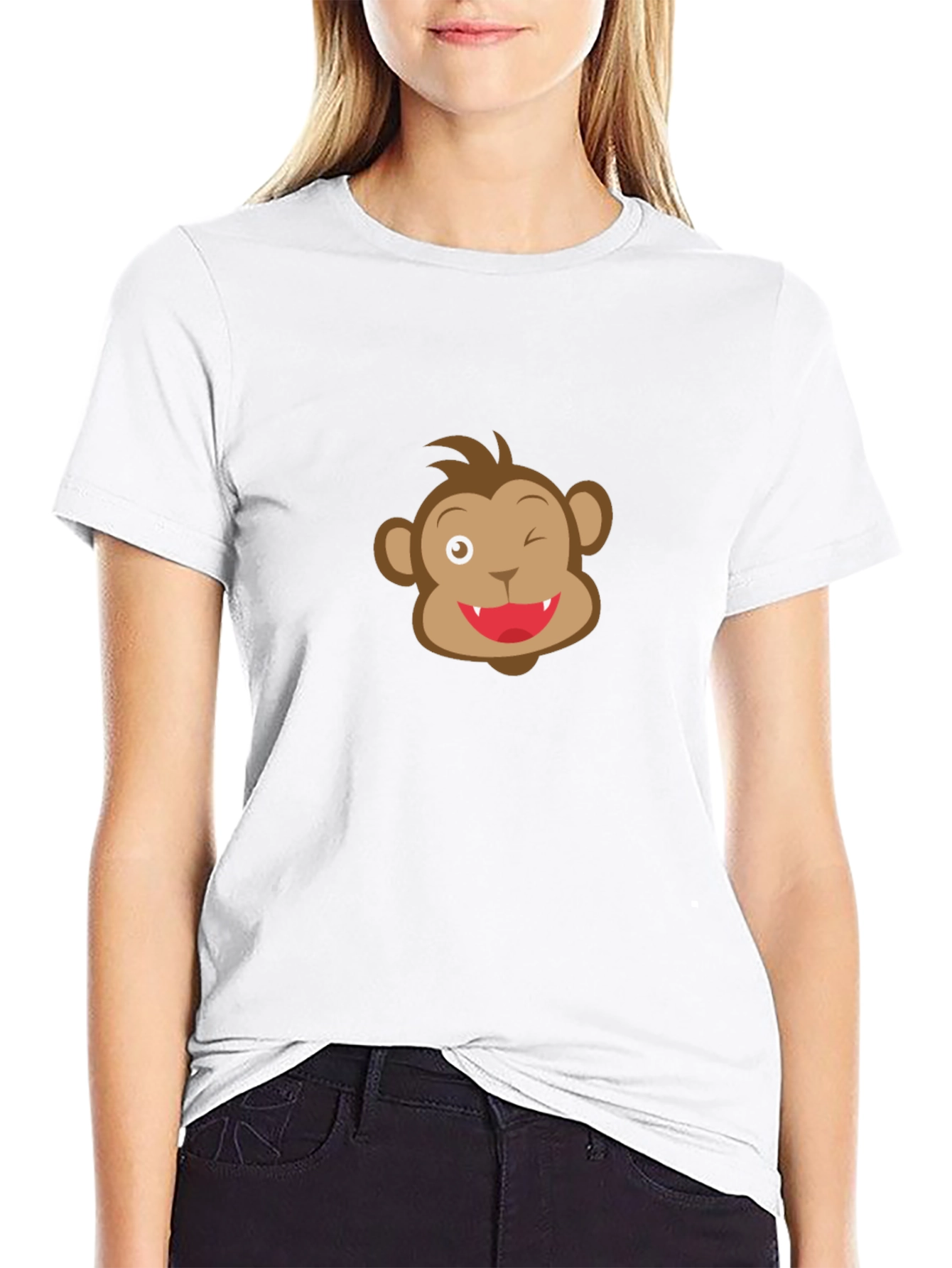 Funny Monkey Face Black T-Shirt