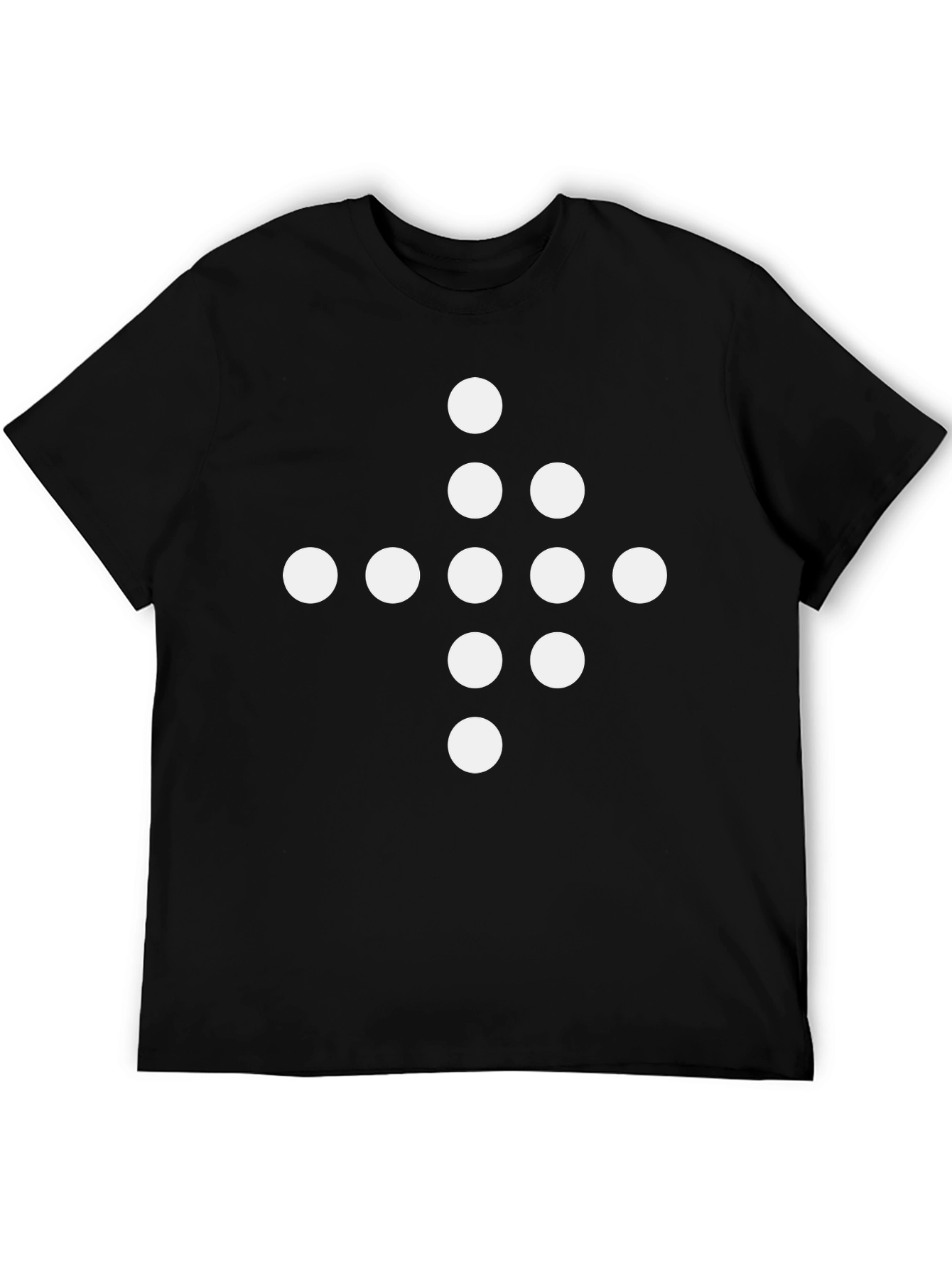 Geometric Dot Pattern Black T-Shirt