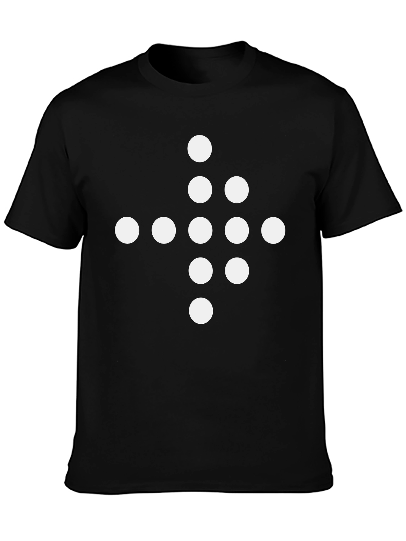 Geometric Dot Pattern Black T-Shirt