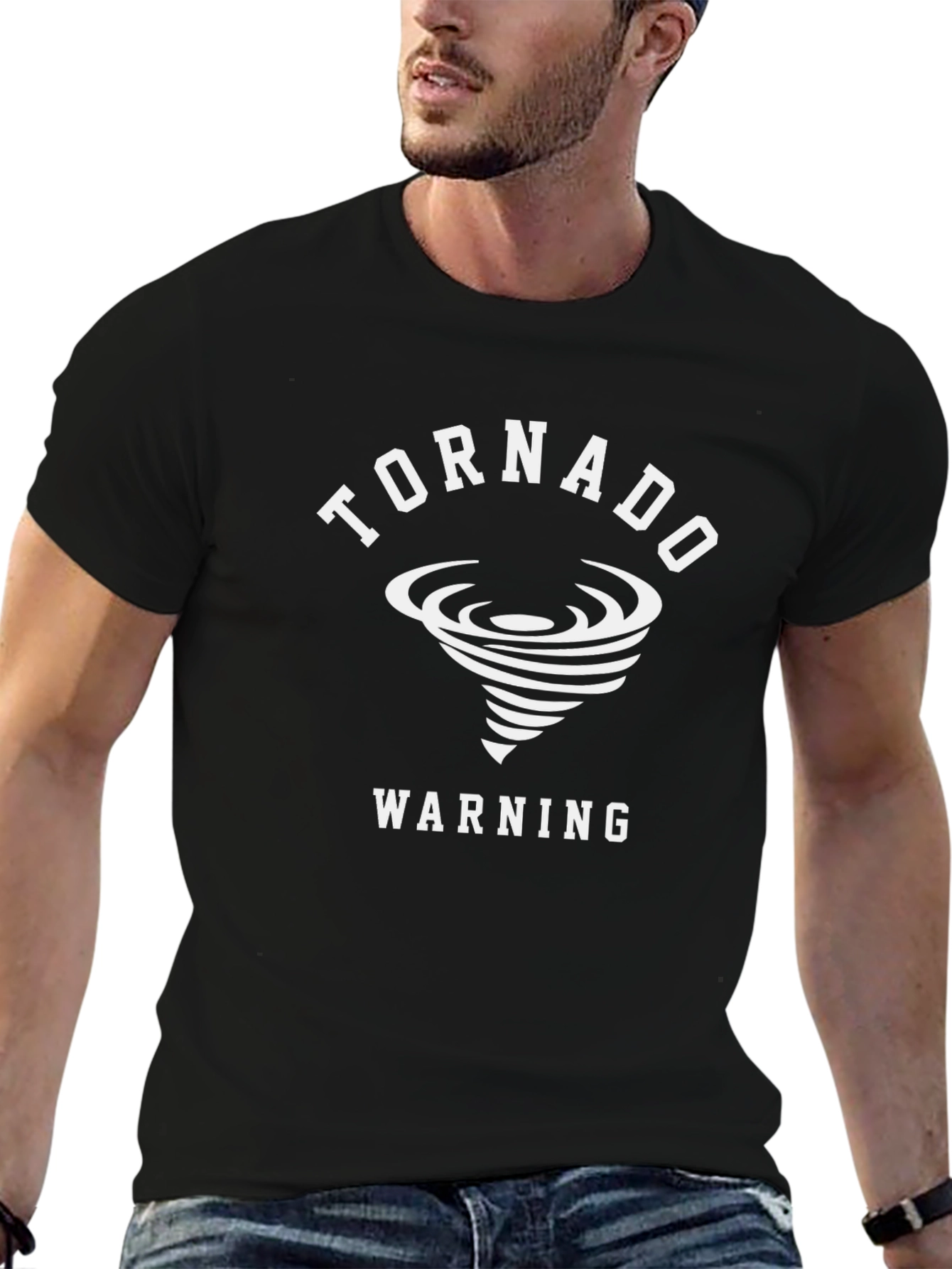 Tornado Warning Graphic Tee - Black Cotton T-Shirt