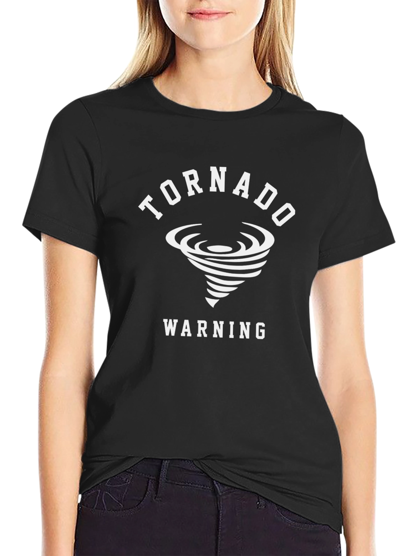 Tornado Warning Graphic Tee - Black Cotton T-Shirt