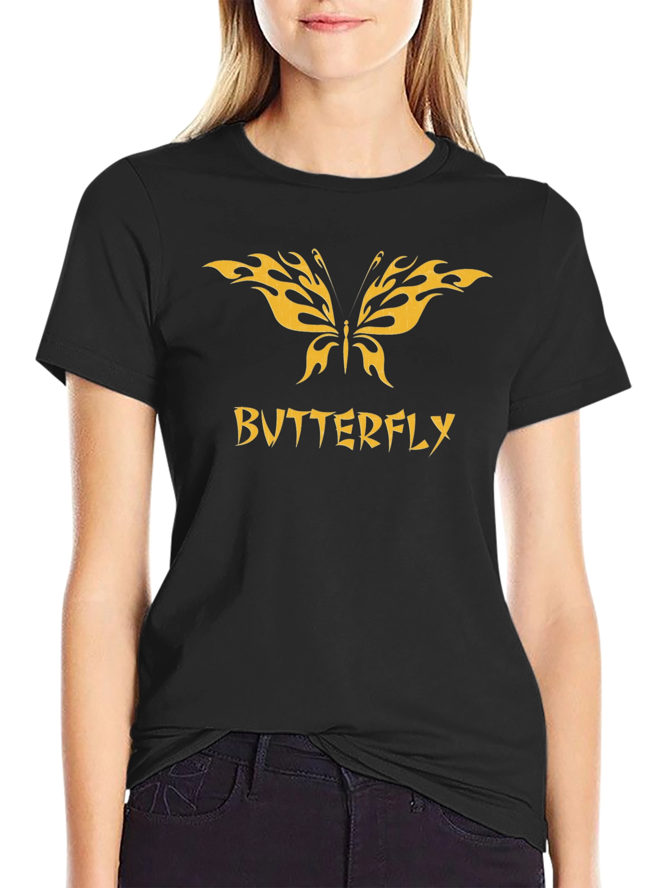 Butterfly Graphic Tee - Black Cotton Comfort
