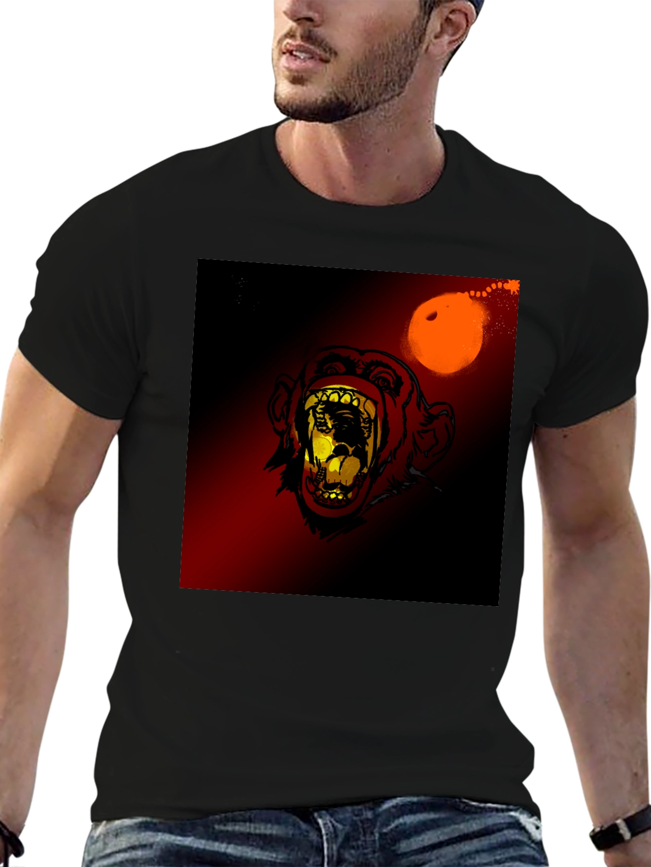 Monkey Face Graphic Print T-Shirt