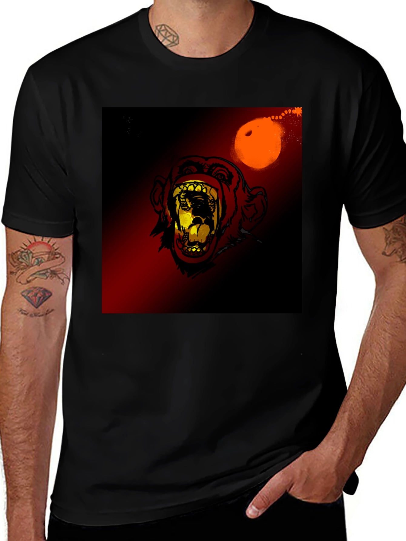 Monkey Face Graphic Print T-Shirt