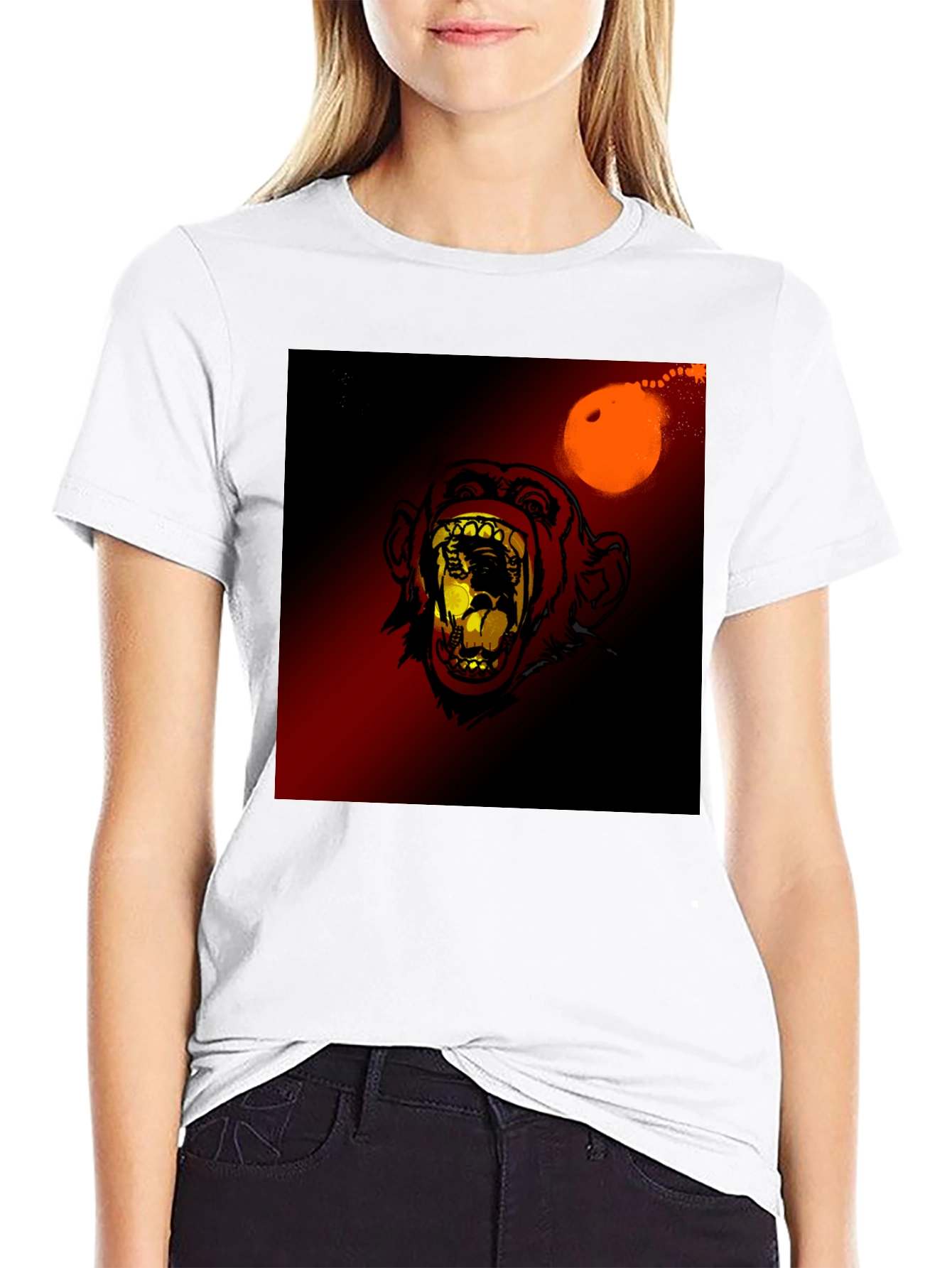Monkey Face Graphic Print T-Shirt