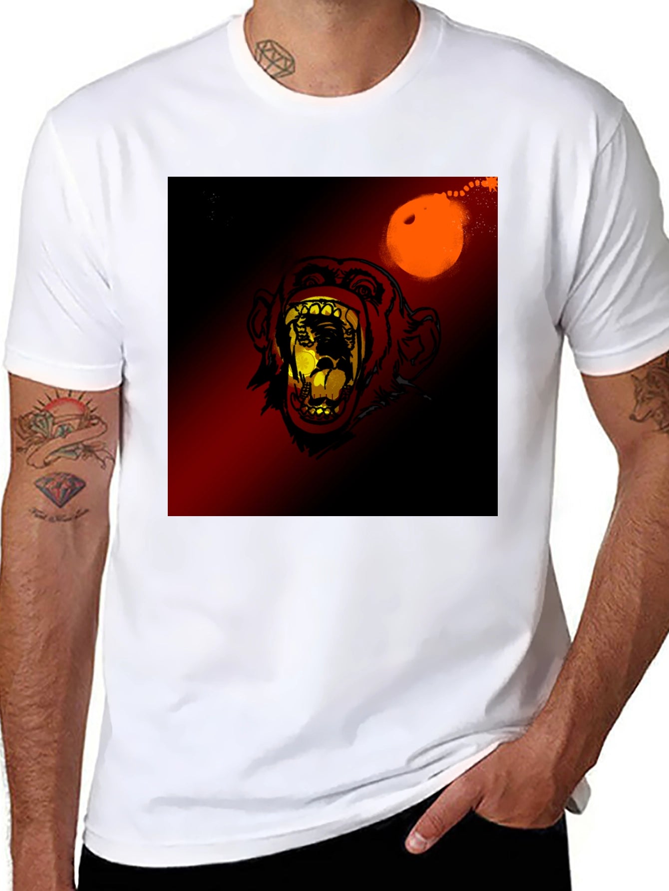 Monkey Face Graphic Print T-Shirt