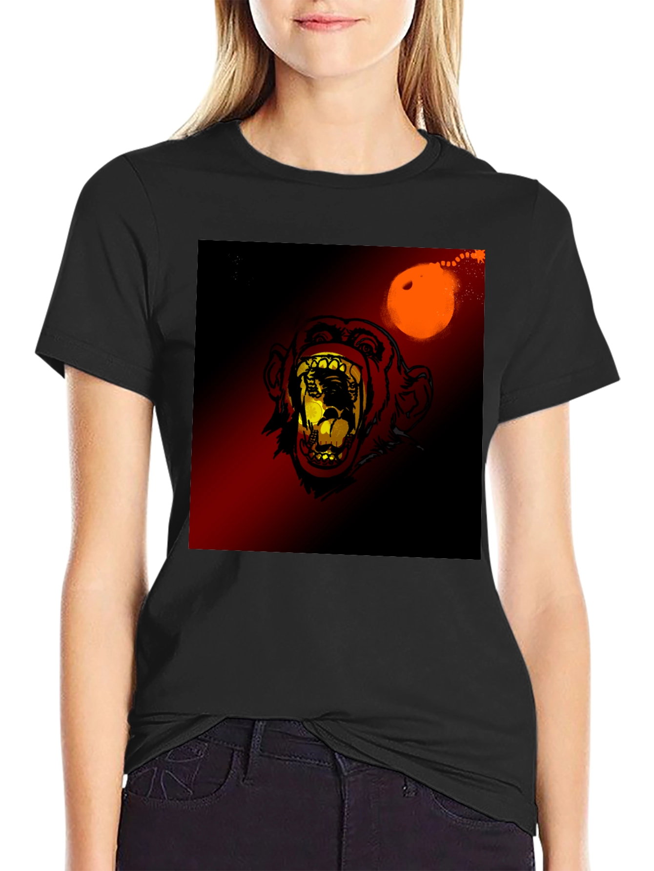 Monkey Face Graphic Print T-Shirt