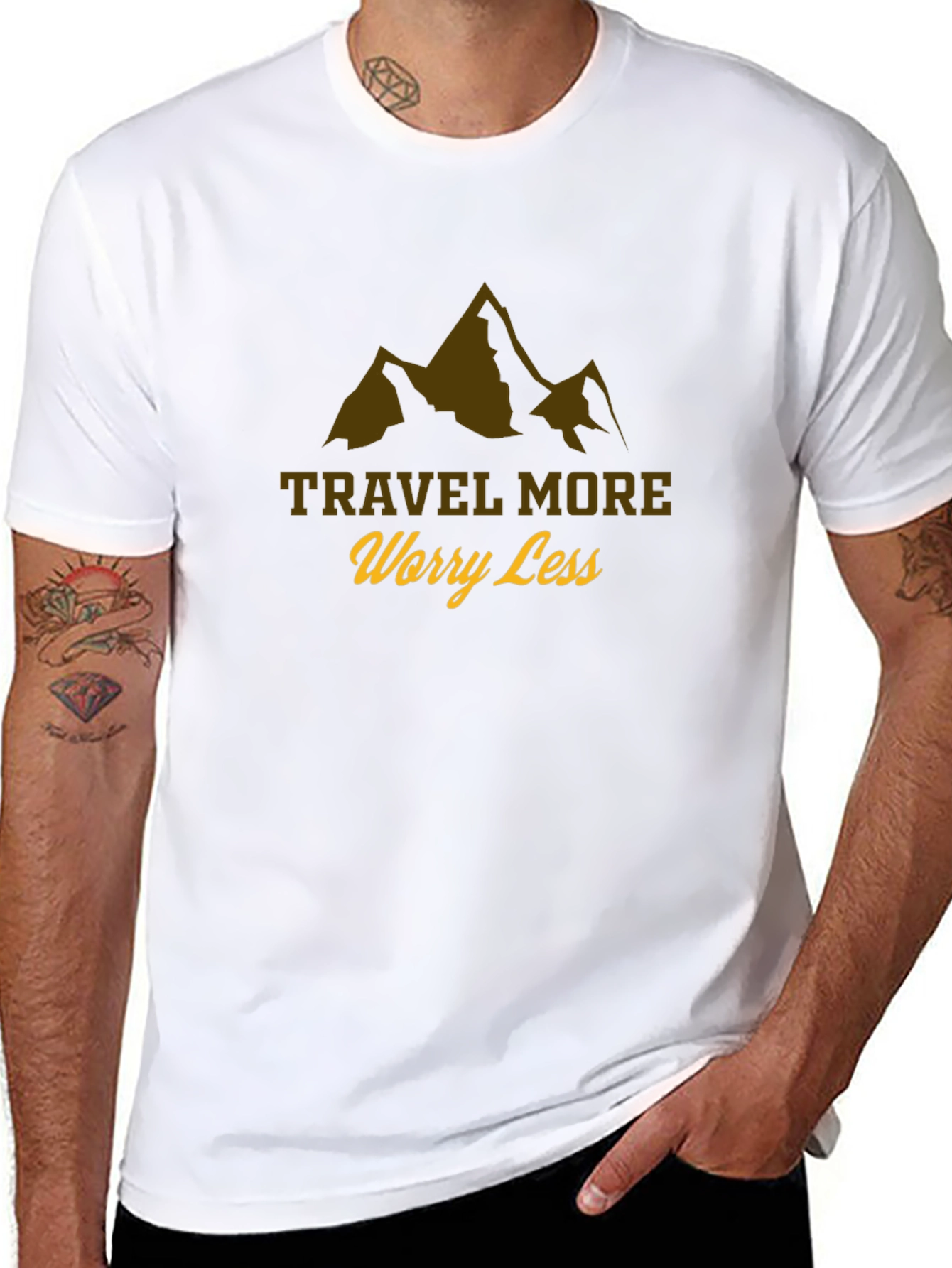 Travel More Worry Less Black T-Shirt