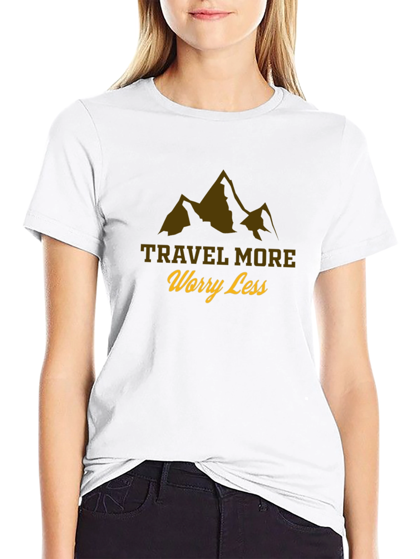 Travel More Worry Less Black T-Shirt