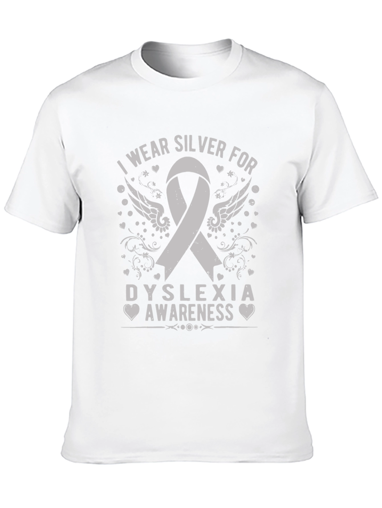 Dyslexia Awareness Silver Ribbon Black Tee