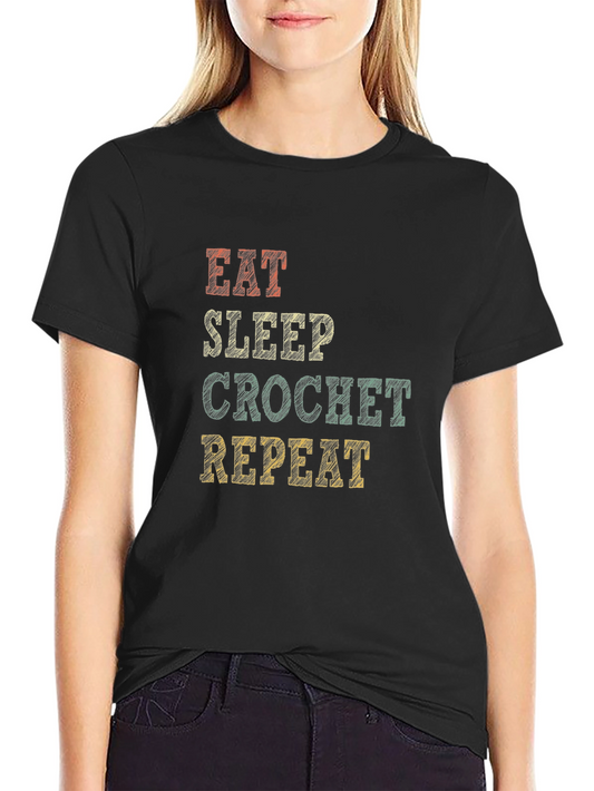 Eat Sleep Crochet Repeat Graphic Tee
