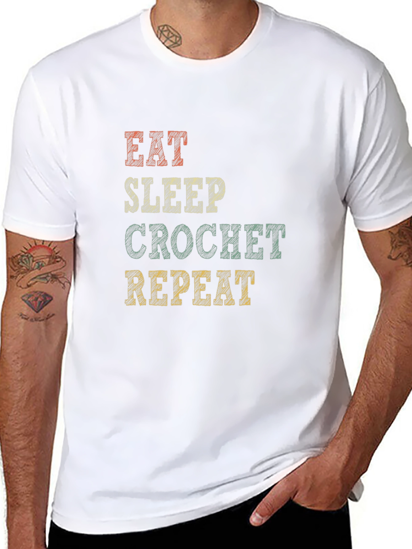 Eat Sleep Crochet Repeat Graphic Tee
