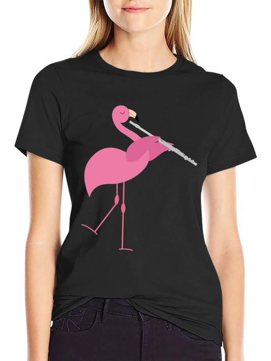 Flamingo Playing Flute Graphic Tee
