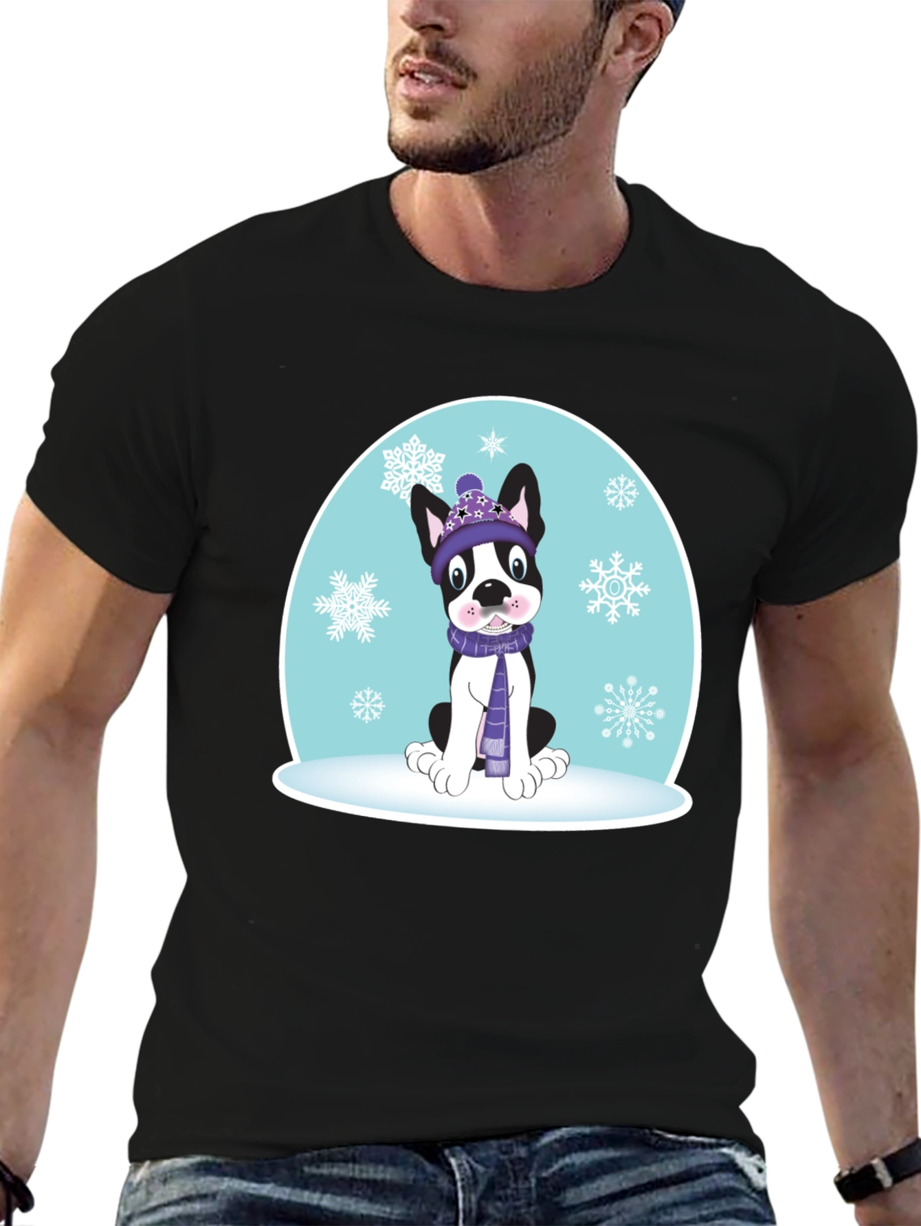Winter Pup Graphic T-Shirt - Dog Lover Gift