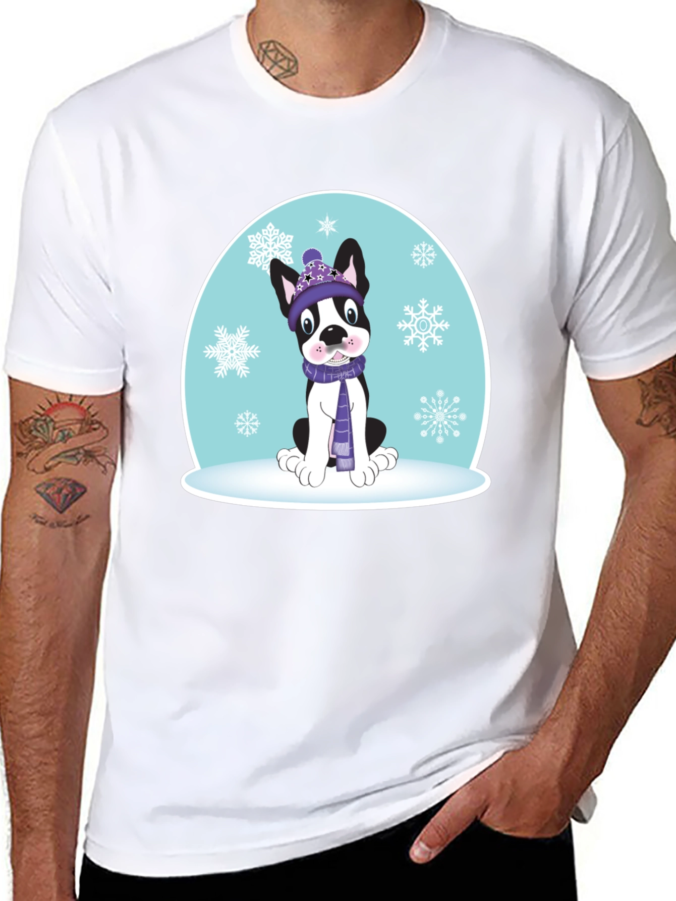 Winter Pup Graphic T-Shirt - Dog Lover Gift