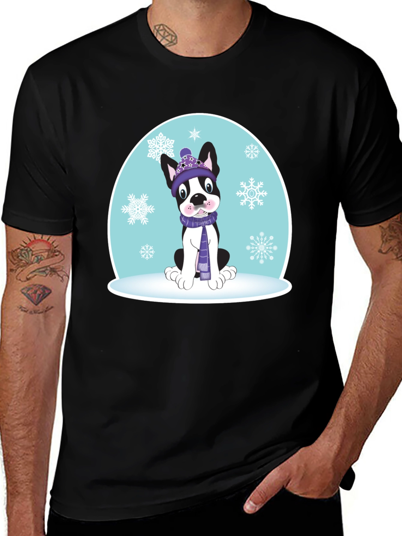 Winter Pup Graphic T-Shirt - Dog Lover Gift