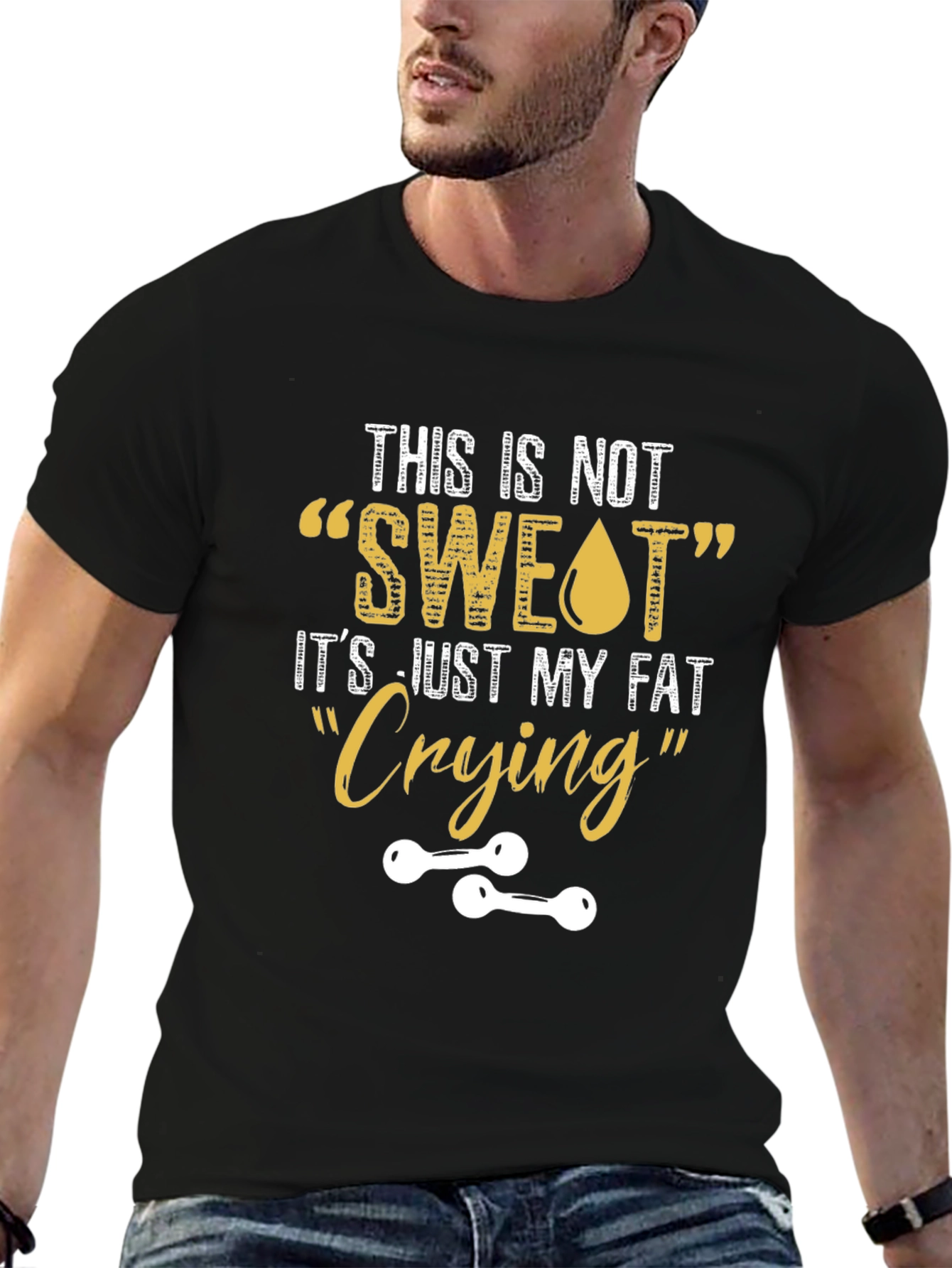 Funny Gym T-Shirt - Fat Crying Design